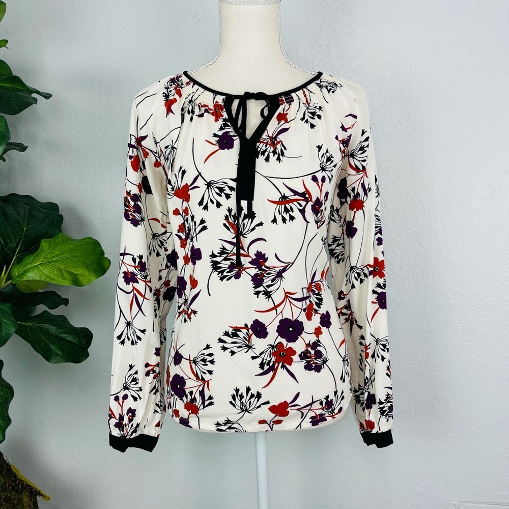 TOMMY HILFIGER FLORAL LOOSE FIT LONG SLEEVE BLOUSE